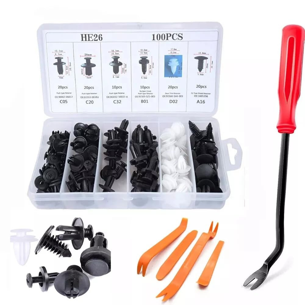 100PCS Car Clips & Plastic Rivets Kit