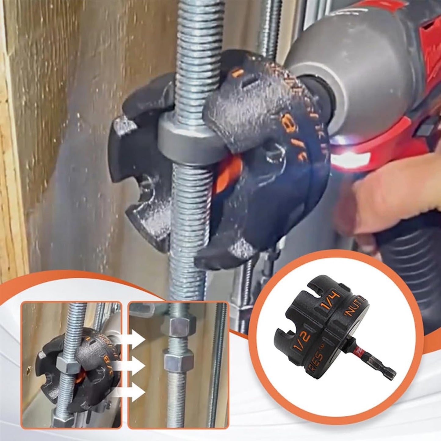 Nut Zipper Drill Attachment for Fast Nut and Bolt Removal